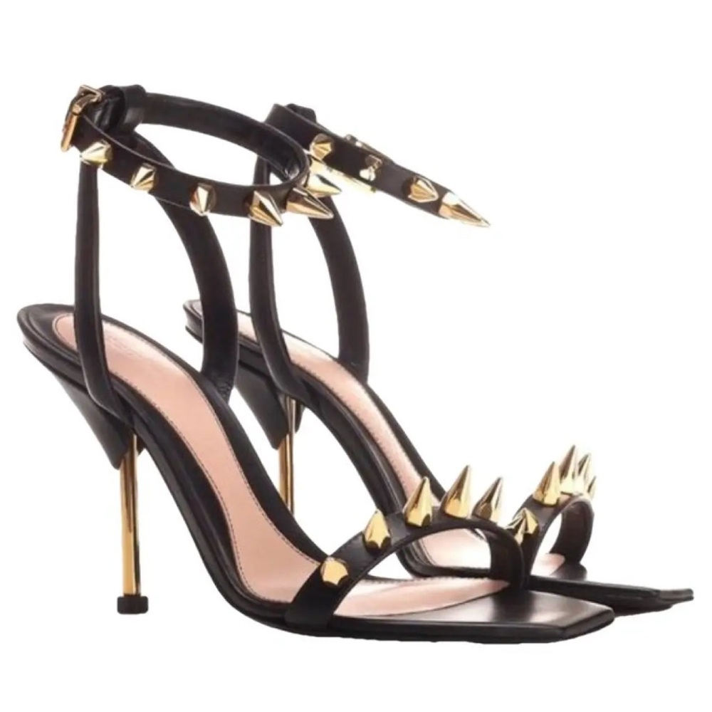 Alexander McQueen Black Heels with Gold Spikes- only worn 1x - Picture 8 of 10